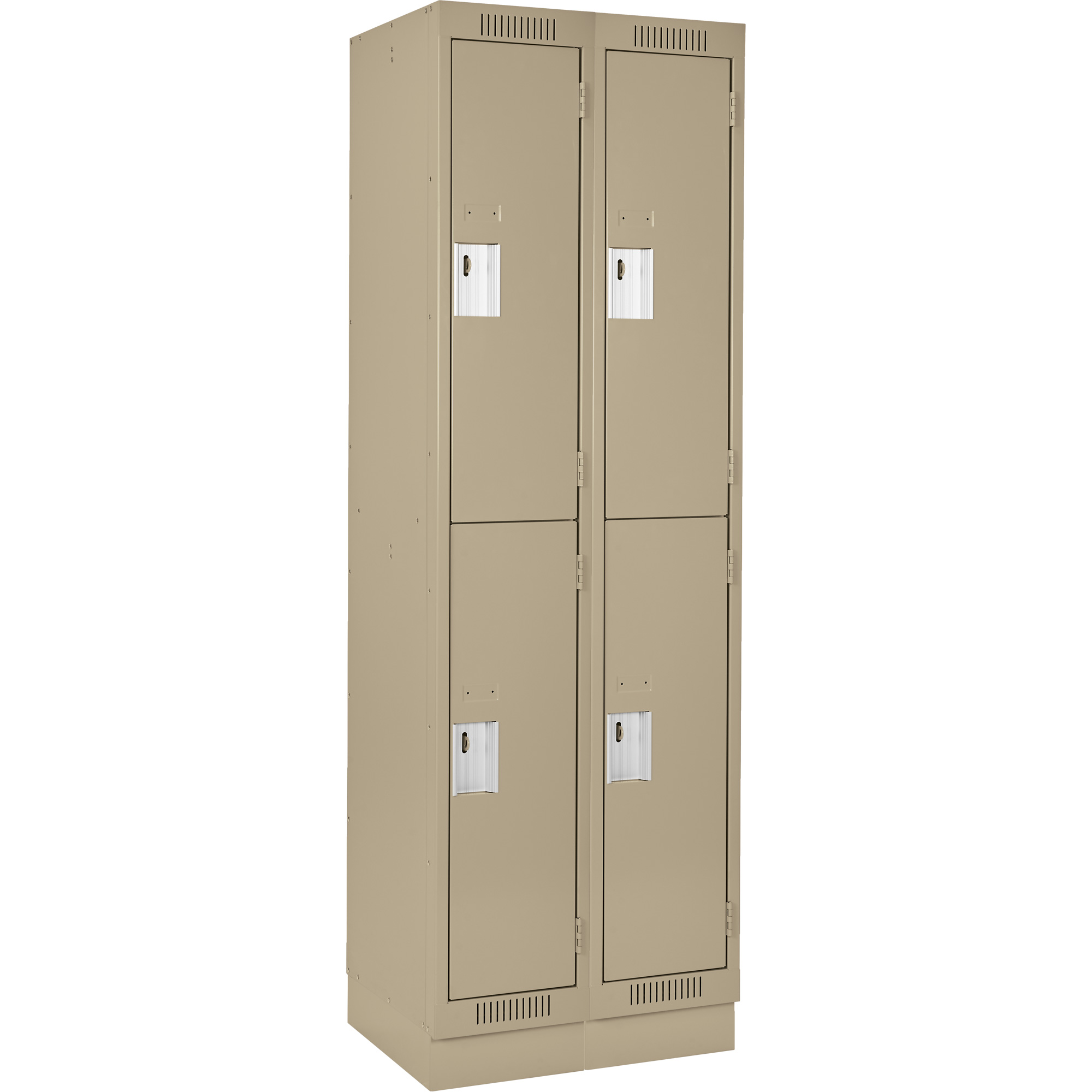 Casiers Clean LineMC, 2 niveaux, Bloc de 2, 36" x 18" x 76", Acier, Beige, Rivet (assemblé)