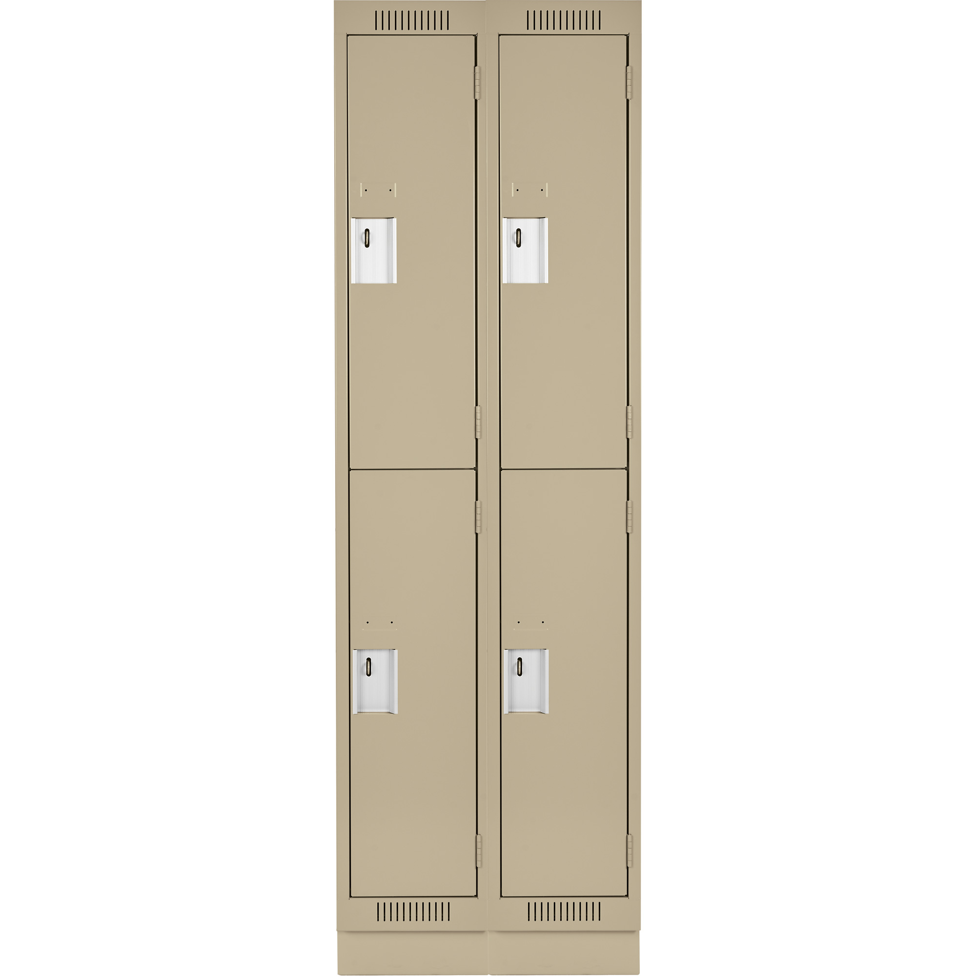 Casiers Clean LineMC, 2 niveaux, Bloc de 2, 36" x 18" x 76", Acier, Beige, Rivet (assemblé) – Image 2