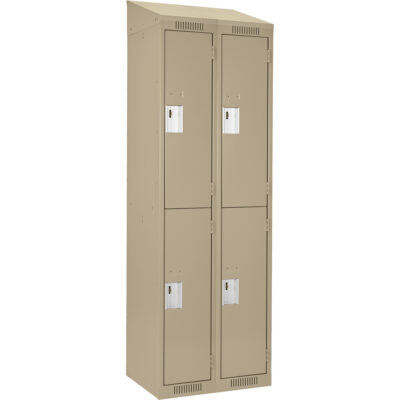 Casiers Clean LineMC, 2 niveaux, Bloc de 2, 24" x 15" x 78", Acier, Beige, Rivet (assemblé)