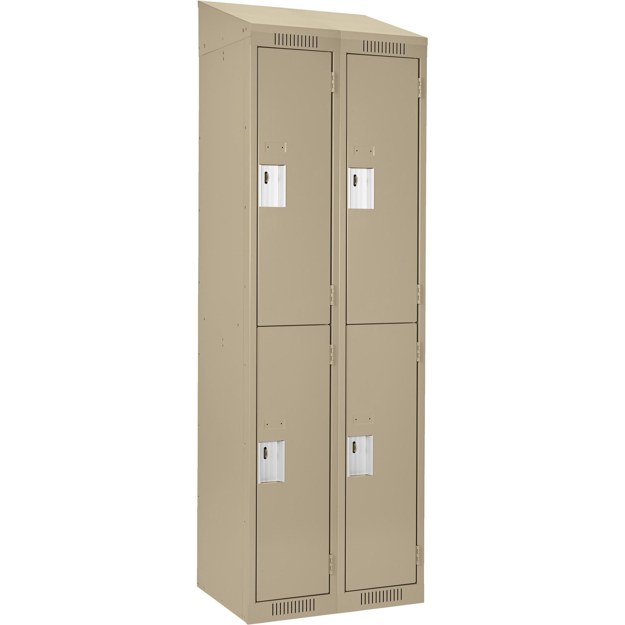 Casiers Clean LineMC, 2 niveaux, Bloc de 2, 24" x 15" x 78", Acier, Beige, Rivet (assemblé)