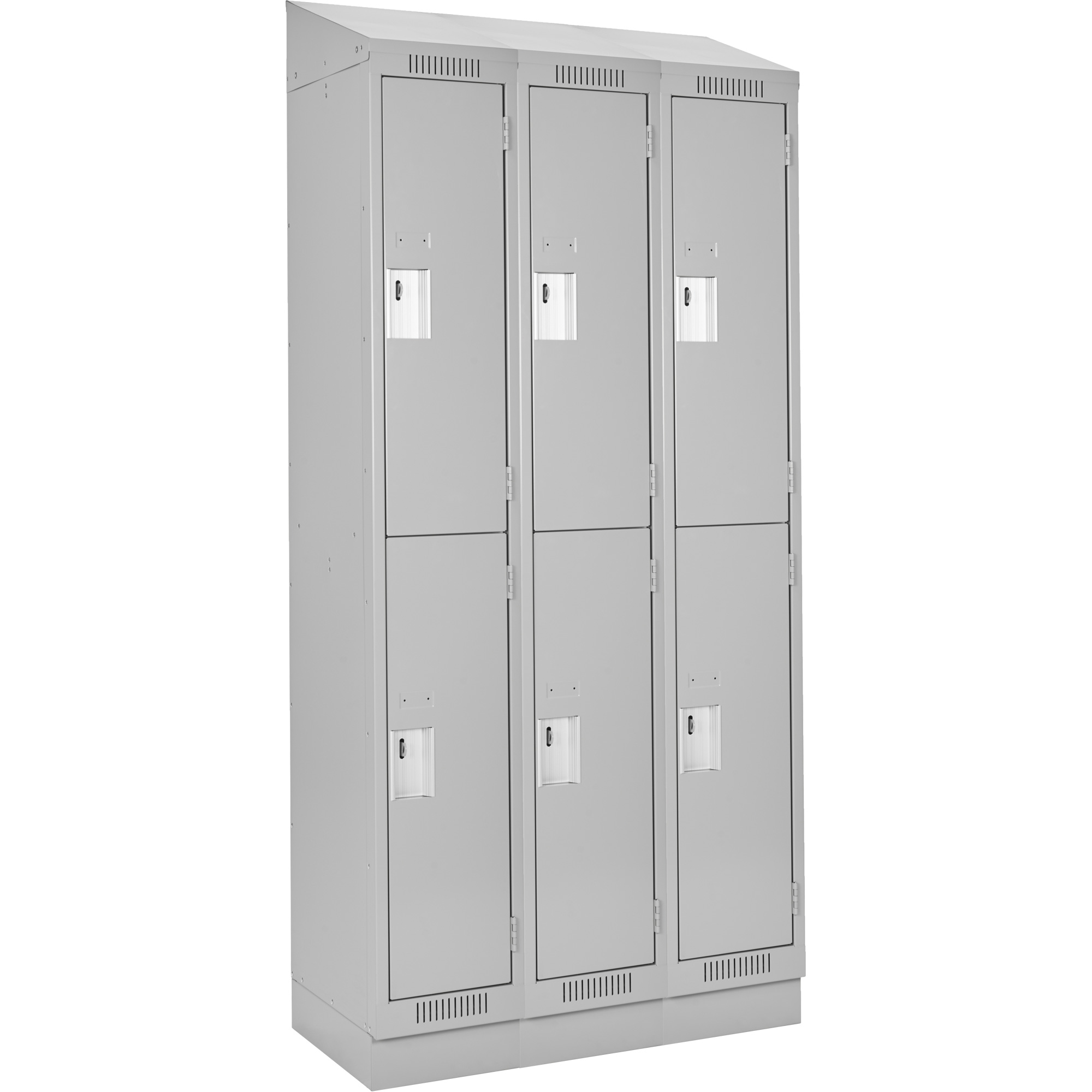 Casiers Clean LineMC, 2 niveaux, Bloc de 3, 36" x 15" x 82", Acier, Gris, Rivet (assemblé)