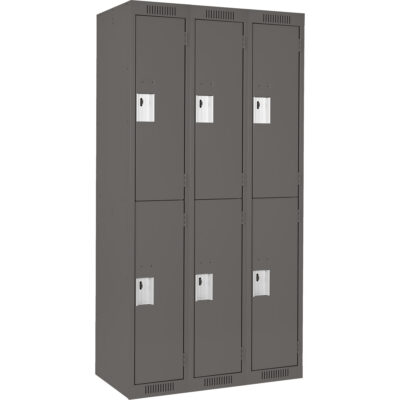 Casiers Clean LineMC, 2 niveaux, Bloc de 3, 36" x 18" x 72", Acier, Charbon, Rivet (assemblé)