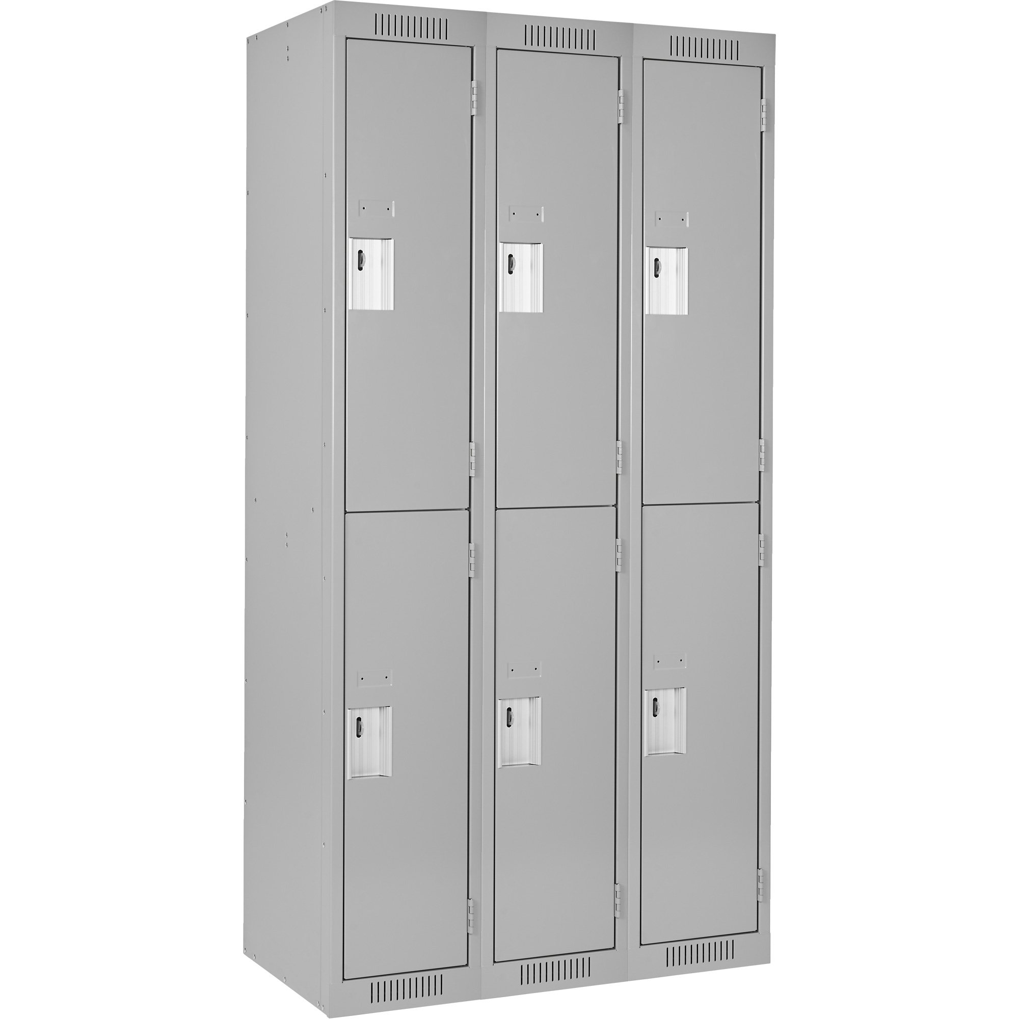 Casiers Clean LineMC, 2 niveaux, Bloc de 3, 45" x 18" x 72", Acier, Gris, Rivet (assemblé)