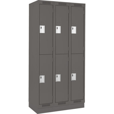 Casiers Clean LineMC, 2 niveaux, Bloc de 3, 54" x 18" x 76", Acier, Charbon, Rivet (assemblé)