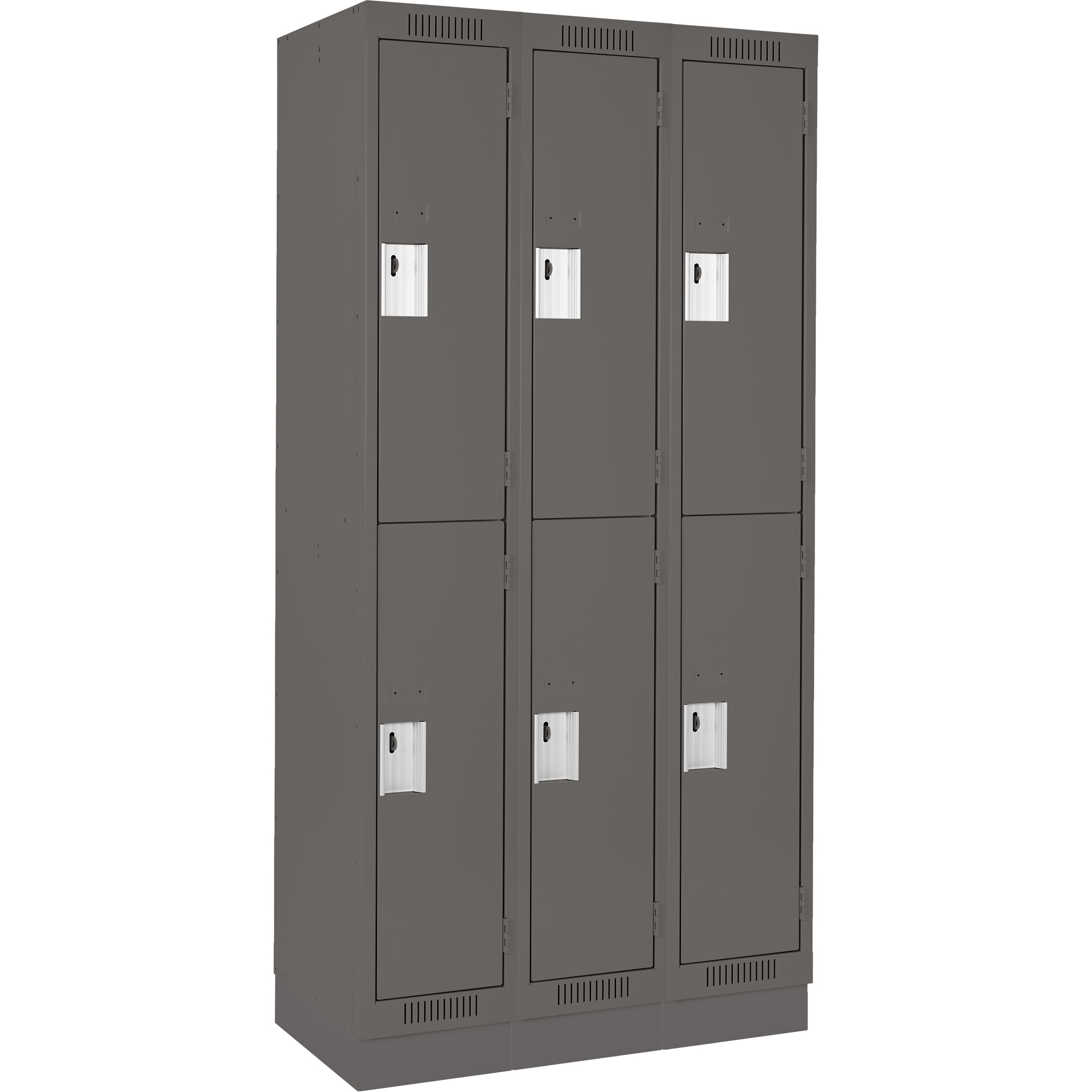 Casiers Clean LineMC, 2 niveaux, Bloc de 3, 54" x 18" x 76", Acier, Charbon, Rivet (assemblé)
