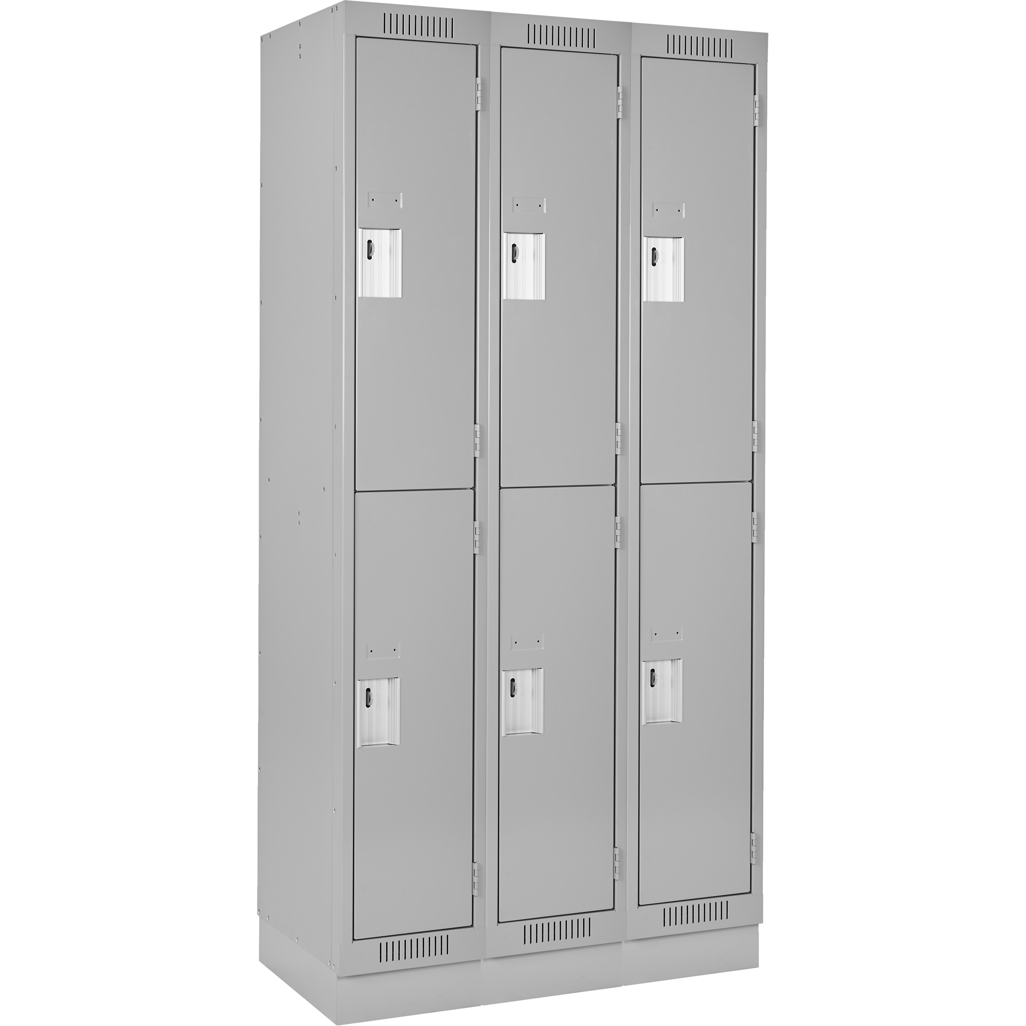 Casiers Clean LineMC, 2 niveaux, Bloc de 3, 54" x 18" x 76", Acier, Gris, Rivet (assemblé)