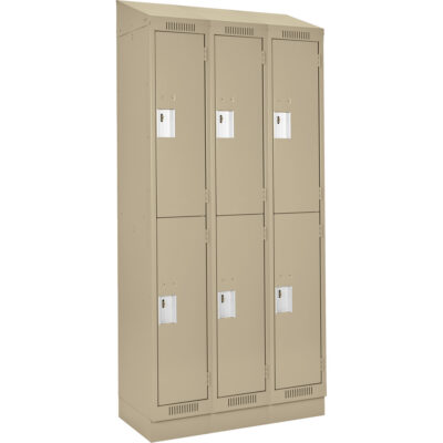 Casiers Clean LineMC, 2 niveaux, Bloc de 3, 45" x 18" x 82", Acier, Beige, Rivet (assemblé)