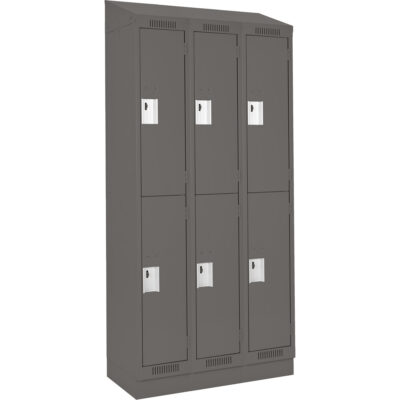 Casiers Clean LineMC, 2 niveaux, Bloc de 3, 36" x 15" x 82", Acier, Charbon, Rivet (assemblé)