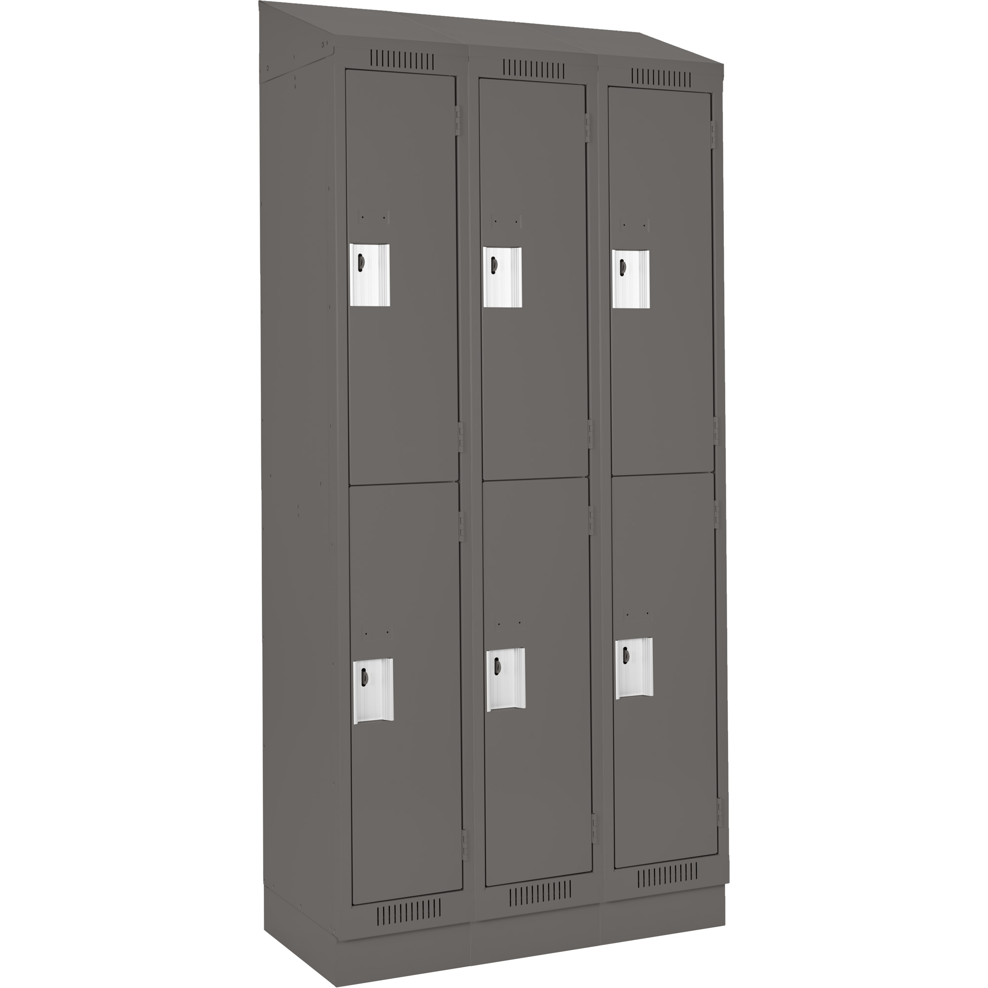 Casiers Clean LineMC, 2 niveaux, Bloc de 3, 54" x 18" x 82", Acier, Charbon, Rivet (assemblé)