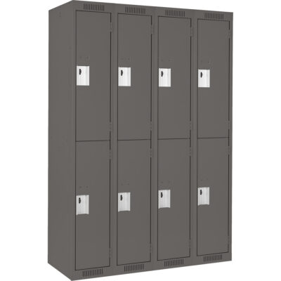 Casiers Clean LineMC, 2 niveaux, Bloc de 4, 48" x 12" x 72", Acier, Charbon, Rivet (assemblé)