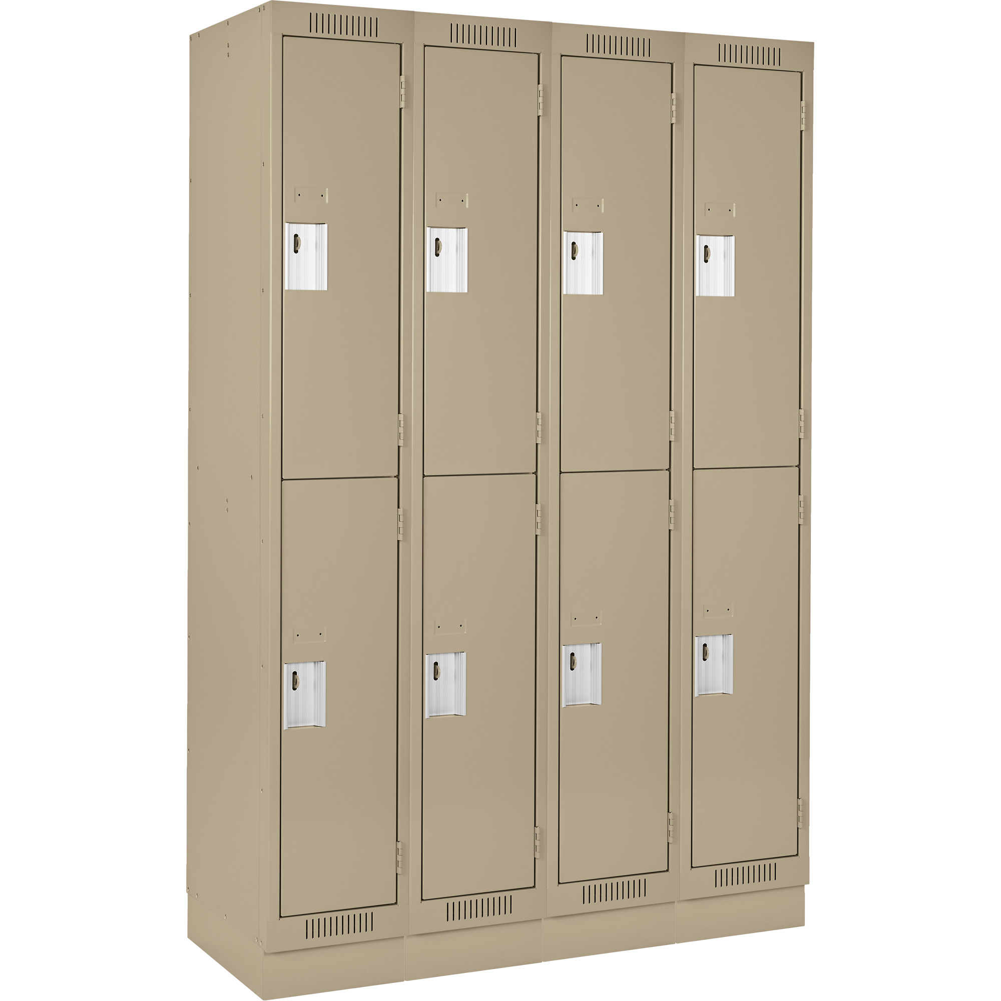 Casiers Clean LineMC, 2 niveaux, Bloc de 4, 48" x 12" x 76", Acier, Beige, Rivet (assemblé)