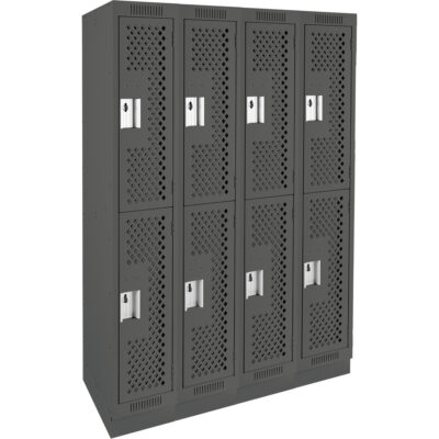 Casiers Clean LineMC, 2 niveaux, Bloc de 4, 48" x 12" x 76", Acier, Charbon, Rivet (assemblé), Perforé