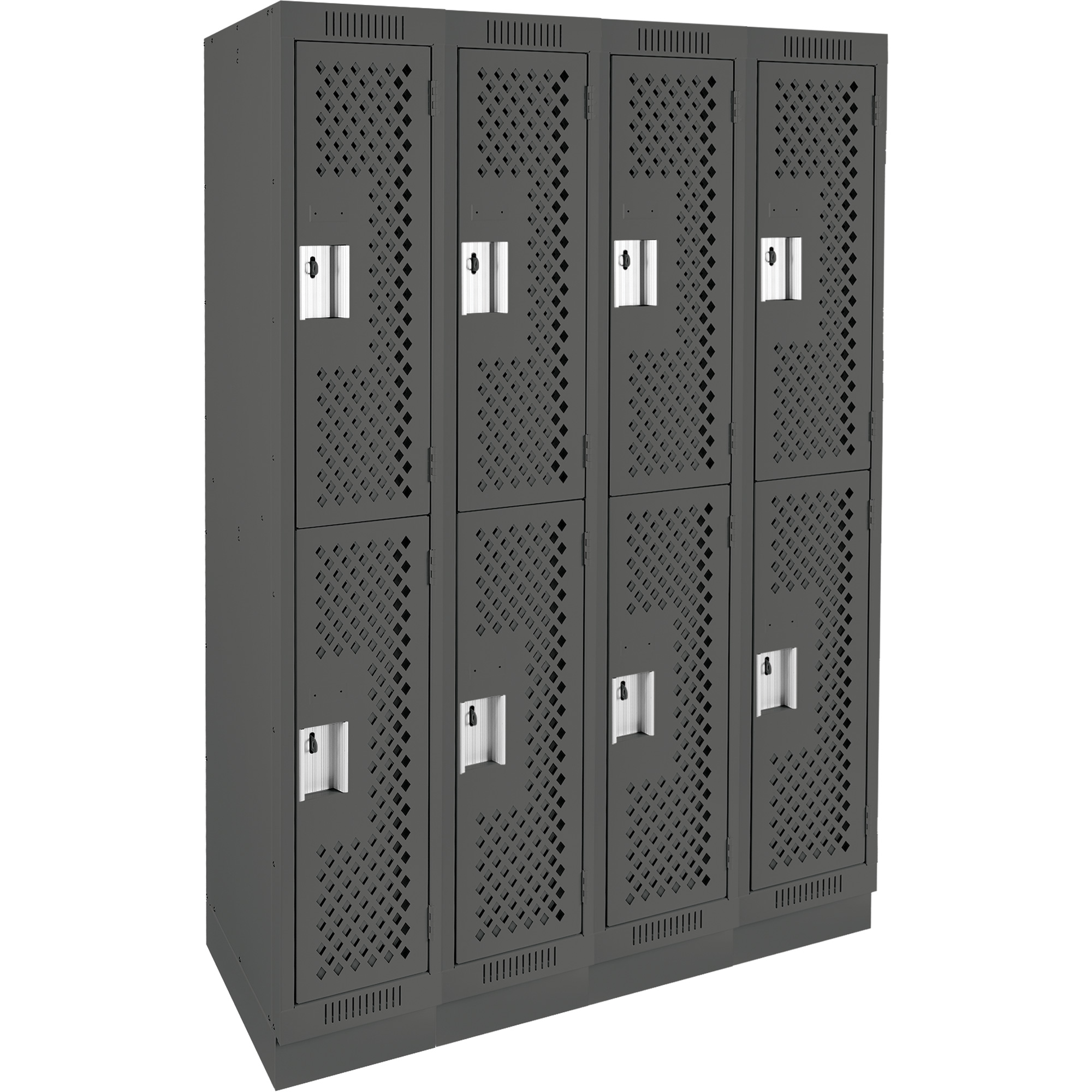 Casiers Clean LineMC, 2 niveaux, Bloc de 4, 48" x 12" x 76", Acier, Charbon, Rivet (assemblé), Perforé