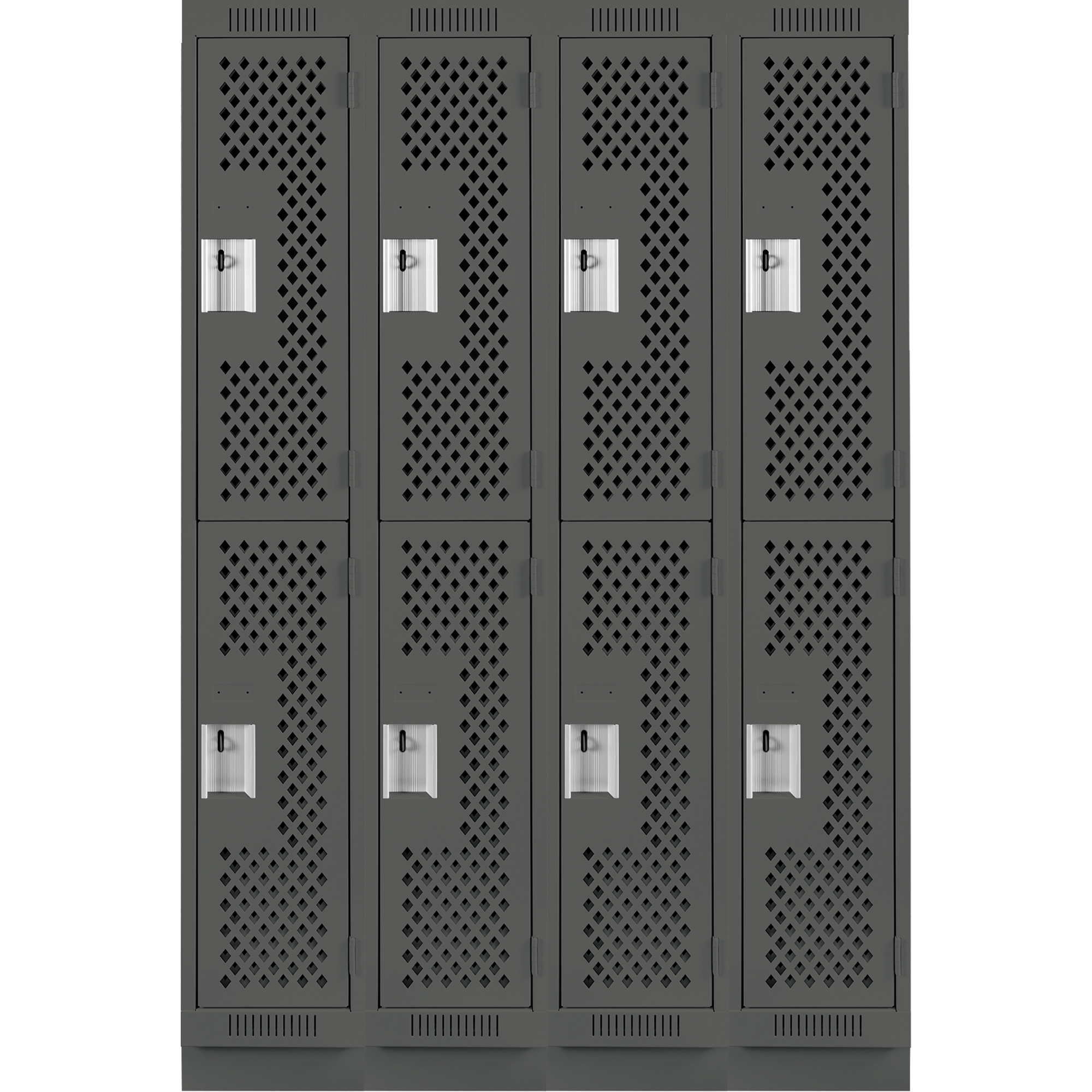 Casiers Clean LineMC, 2 niveaux, Bloc de 4, 48" x 15" x 76", Acier, Charbon, Rivet (assemblé), Perforé – Image 2