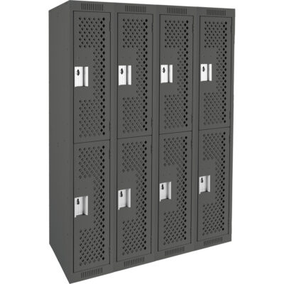 Casiers Clean LineMC, 2 niveaux, Bloc de 4, 48" x 12" x 72", Acier, Charbon, Rivet (assemblé), Perforé