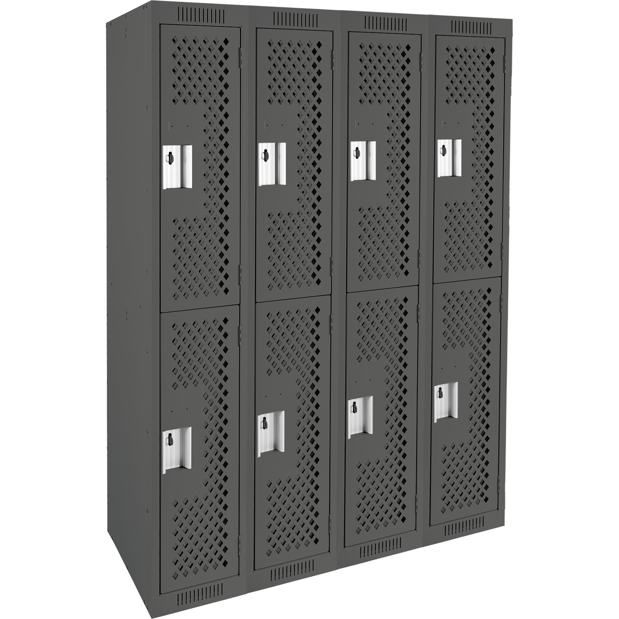 Casiers Clean LineMC, 2 niveaux, Bloc de 4, 48" x 12" x 72", Acier, Charbon, Rivet (assemblé), Perforé