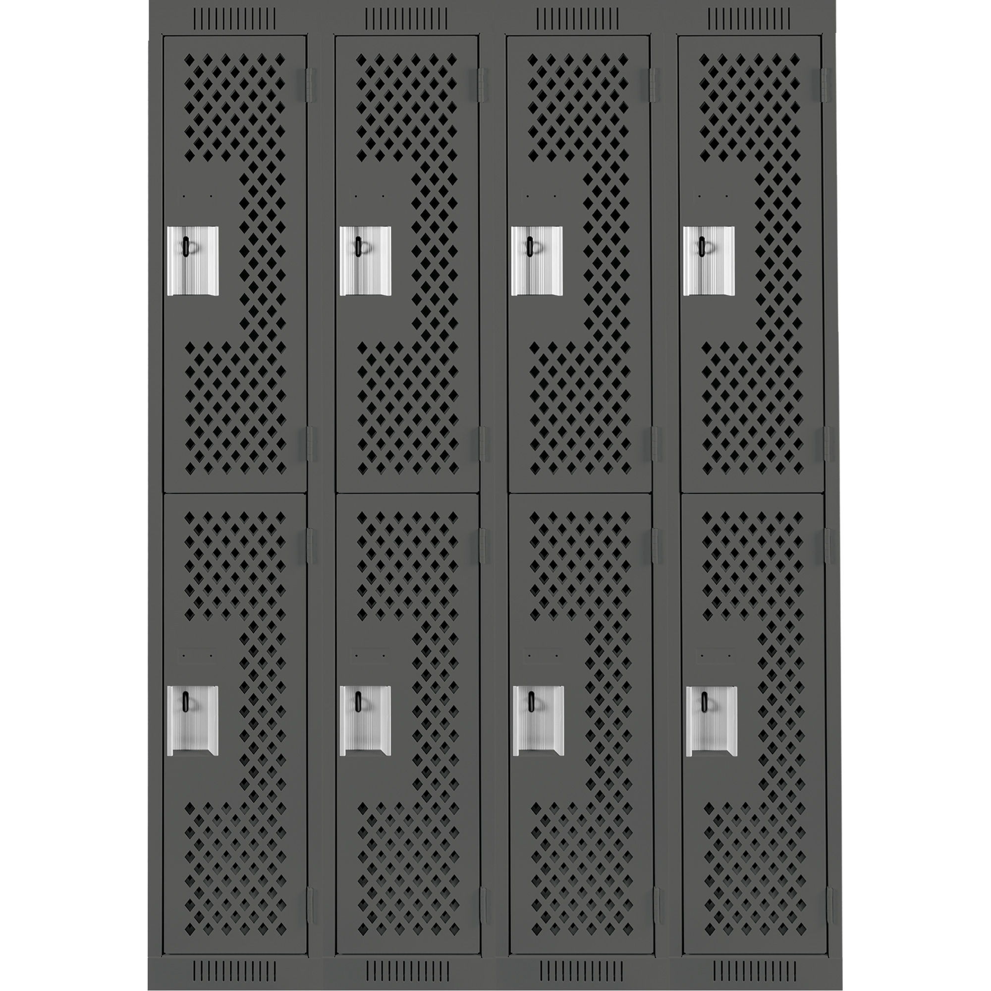 Casiers Clean LineMC, 2 niveaux, Bloc de 4, 48" x 18" x 72", Acier, Charbon, Rivet (assemblé), Perforé – Image 2