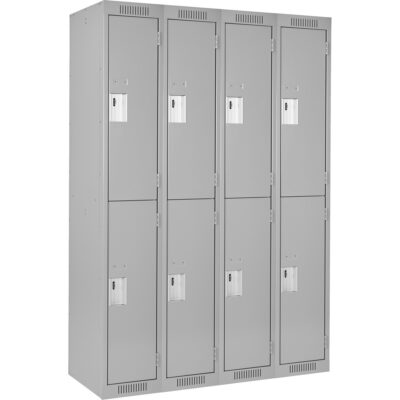Casiers Clean LineMC, 2 niveaux, Bloc de 4, 48" x 12" x 72", Acier, Gris, Rivet (assemblé)