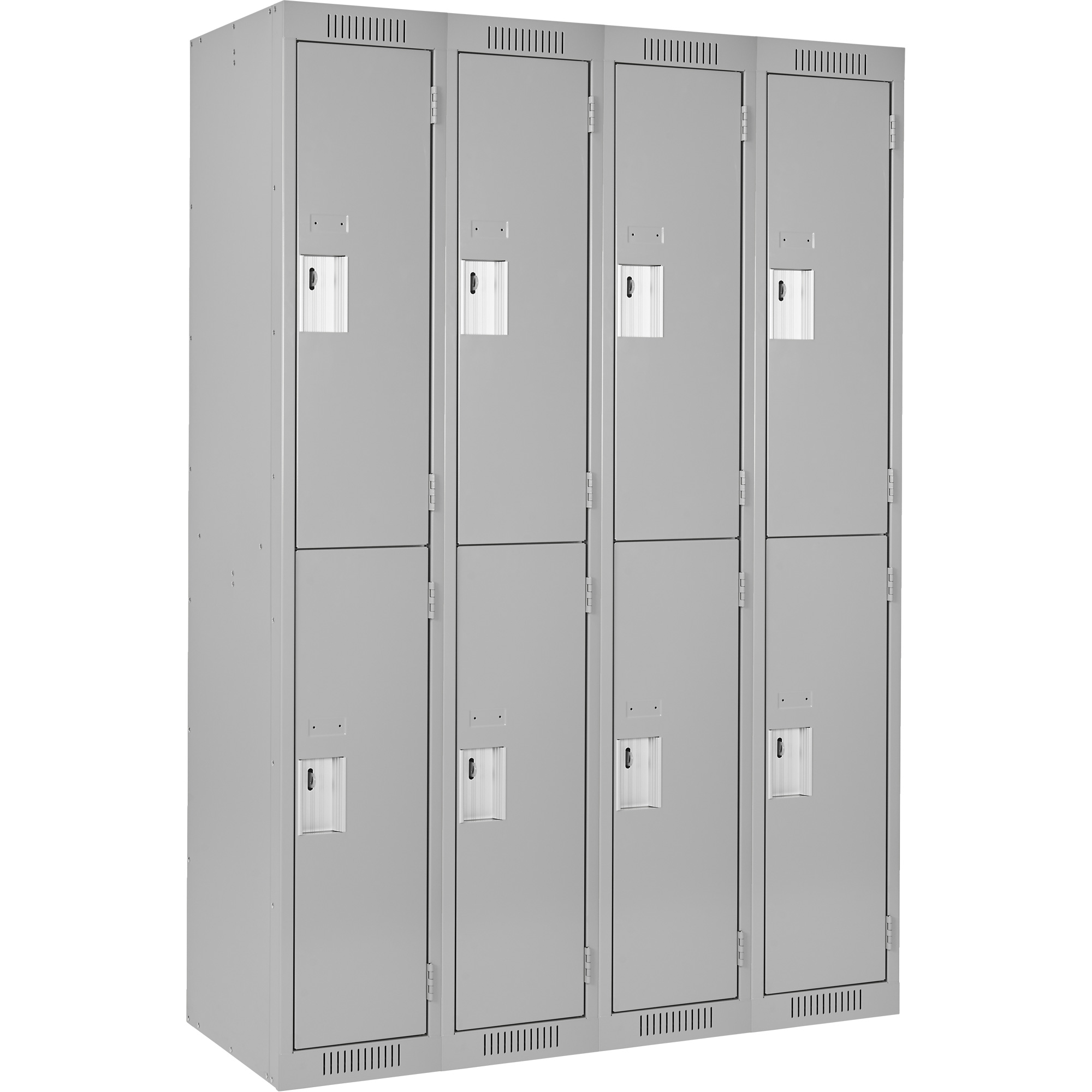 Casiers Clean LineMC, 2 niveaux, Bloc de 4, 48" x 12" x 72", Acier, Gris, Rivet (assemblé)