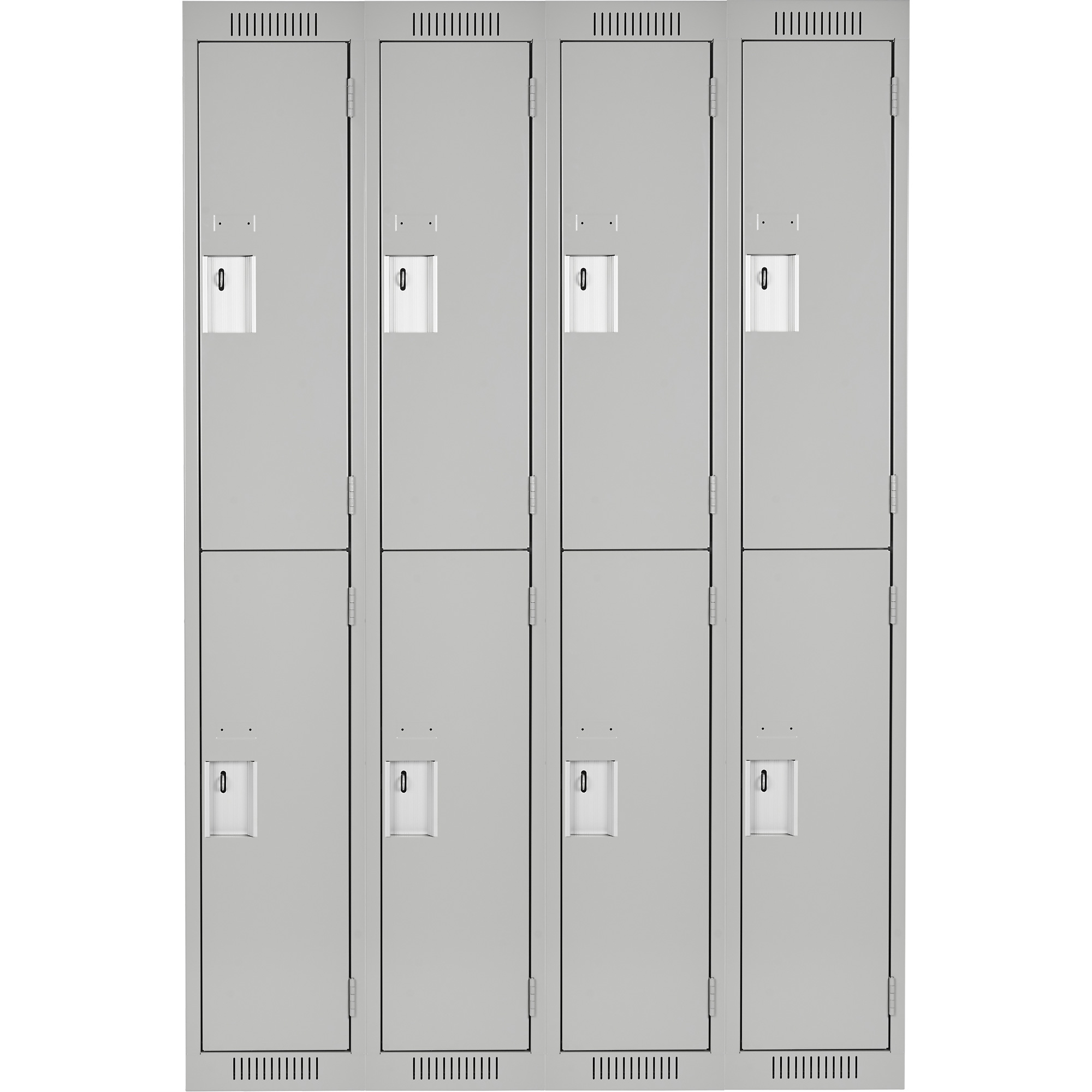 Casiers Clean LineMC, 2 niveaux, Bloc de 4, 48" x 18" x 72", Acier, Gris, Rivet (assemblé) – Image 2