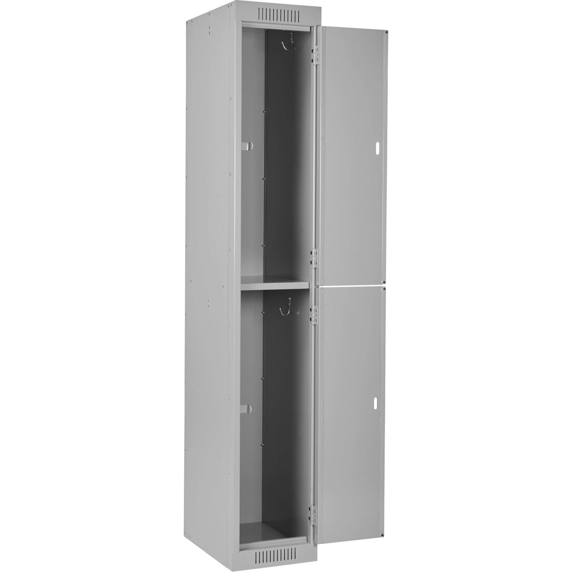 Casiers Clean LineMC, 2 niveaux, 15" x 15" x 72", Acier, Gris, Rivet (assemblé) – Image 3