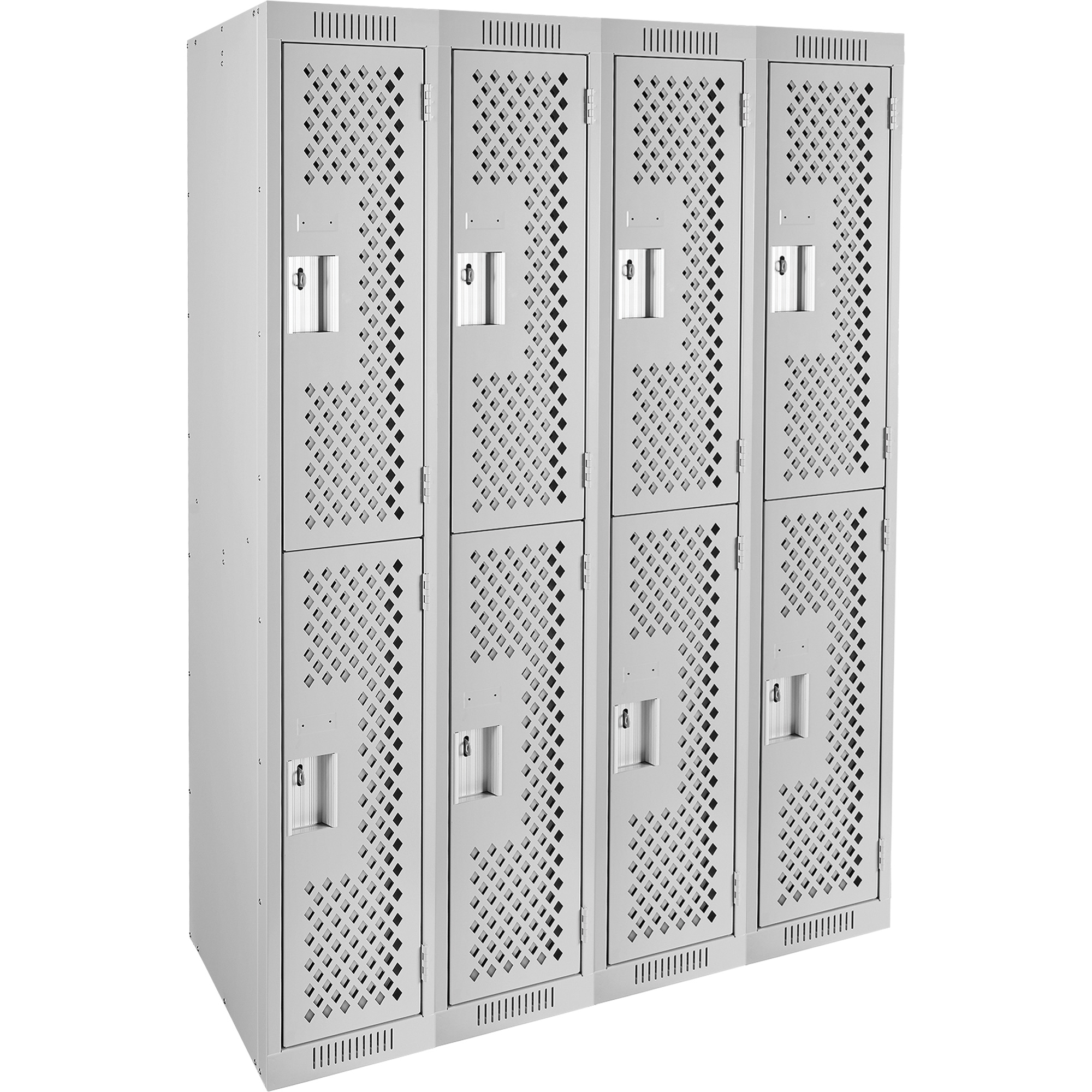 Casiers Clean LineMC, 2 niveaux, Bloc de 4, 48" x 12" x 72", Acier, Gris, Rivet (assemblé), Perforé