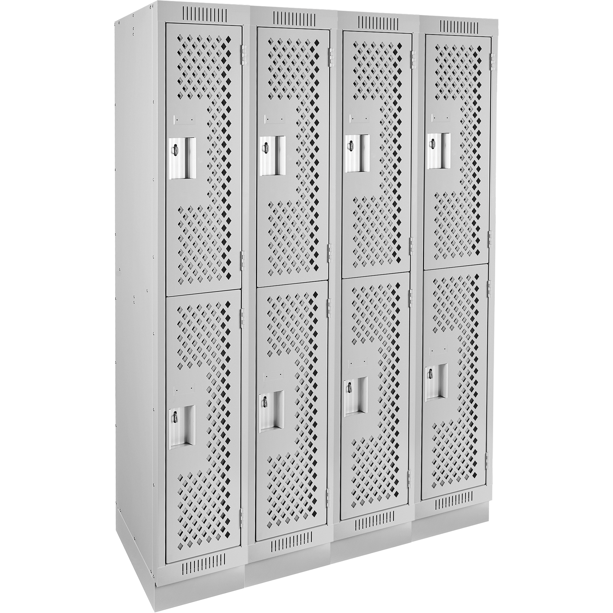 Casiers Clean LineMC, 2 niveaux, Bloc de 4, 48" x 12" x 76", Acier, Gris, Rivet (assemblé), Perforé