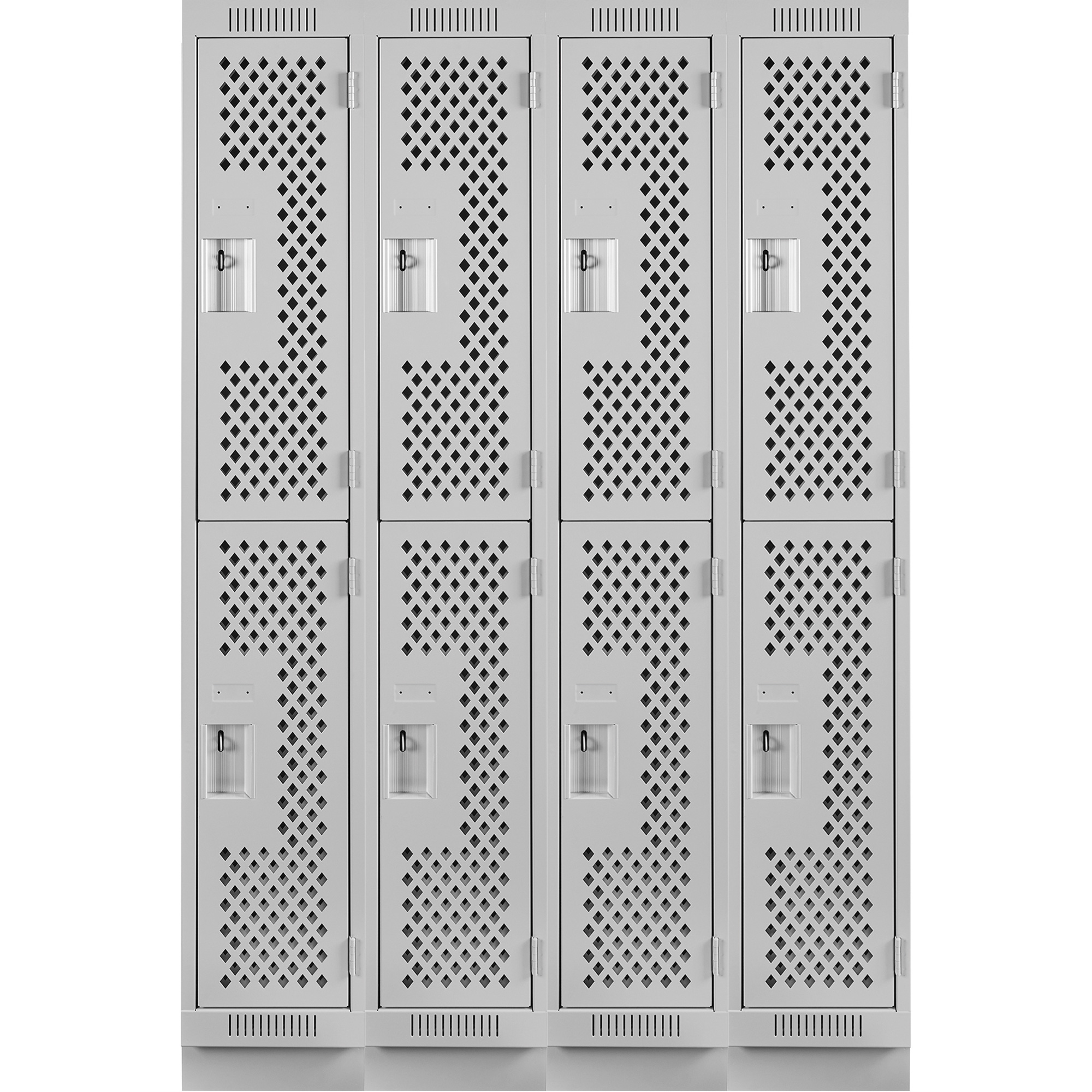 Casiers Clean LineMC, 2 niveaux, Bloc de 4, 48" x 18" x 76", Acier, Gris, Rivet (assemblé), Perforé – Image 2
