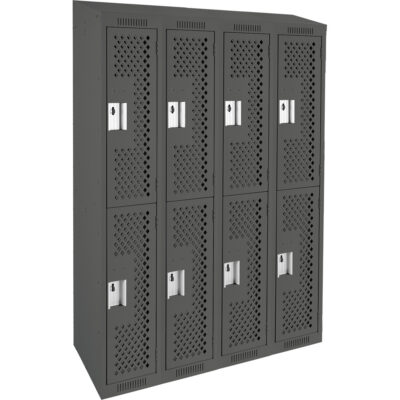 Casiers Clean LineMC, 2 niveaux, Bloc de 4, 48" x 12" x 78", Acier, Charbon, Rivet (assemblé), Perforé