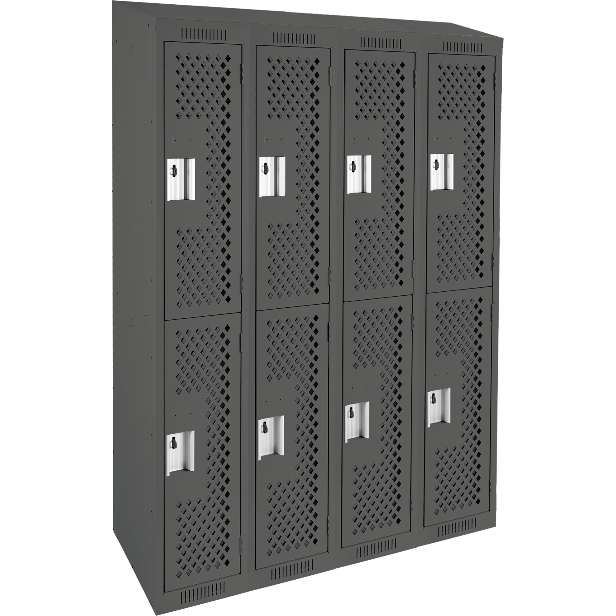 Casiers Clean LineMC, 2 niveaux, Bloc de 4, 48" x 12" x 78", Acier, Charbon, Rivet (assemblé), Perforé