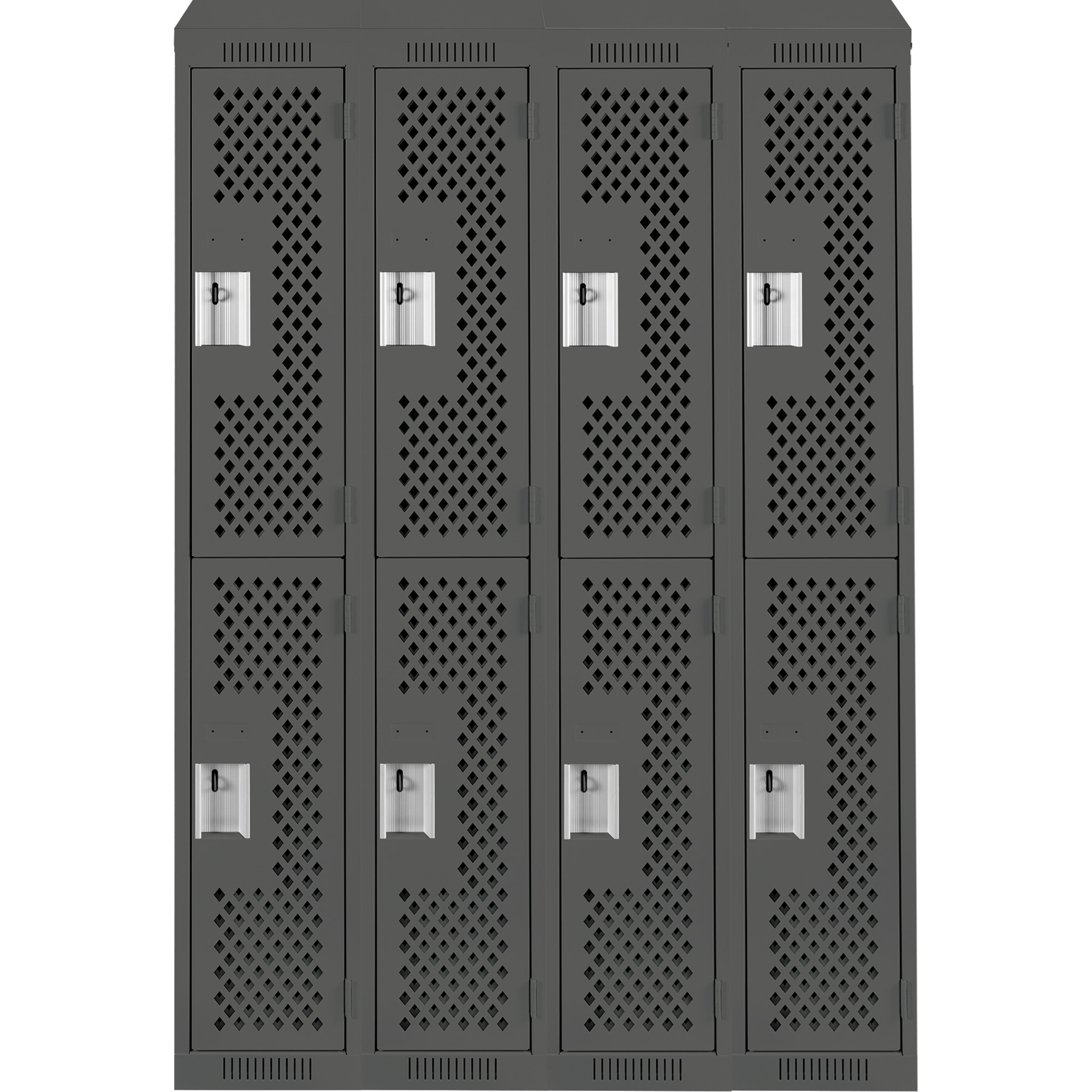 Casiers Clean LineMC, 2 niveaux, Bloc de 4, 48" x 18" x 78", Acier, Charbon, Rivet (assemblé), Perforé – Image 2