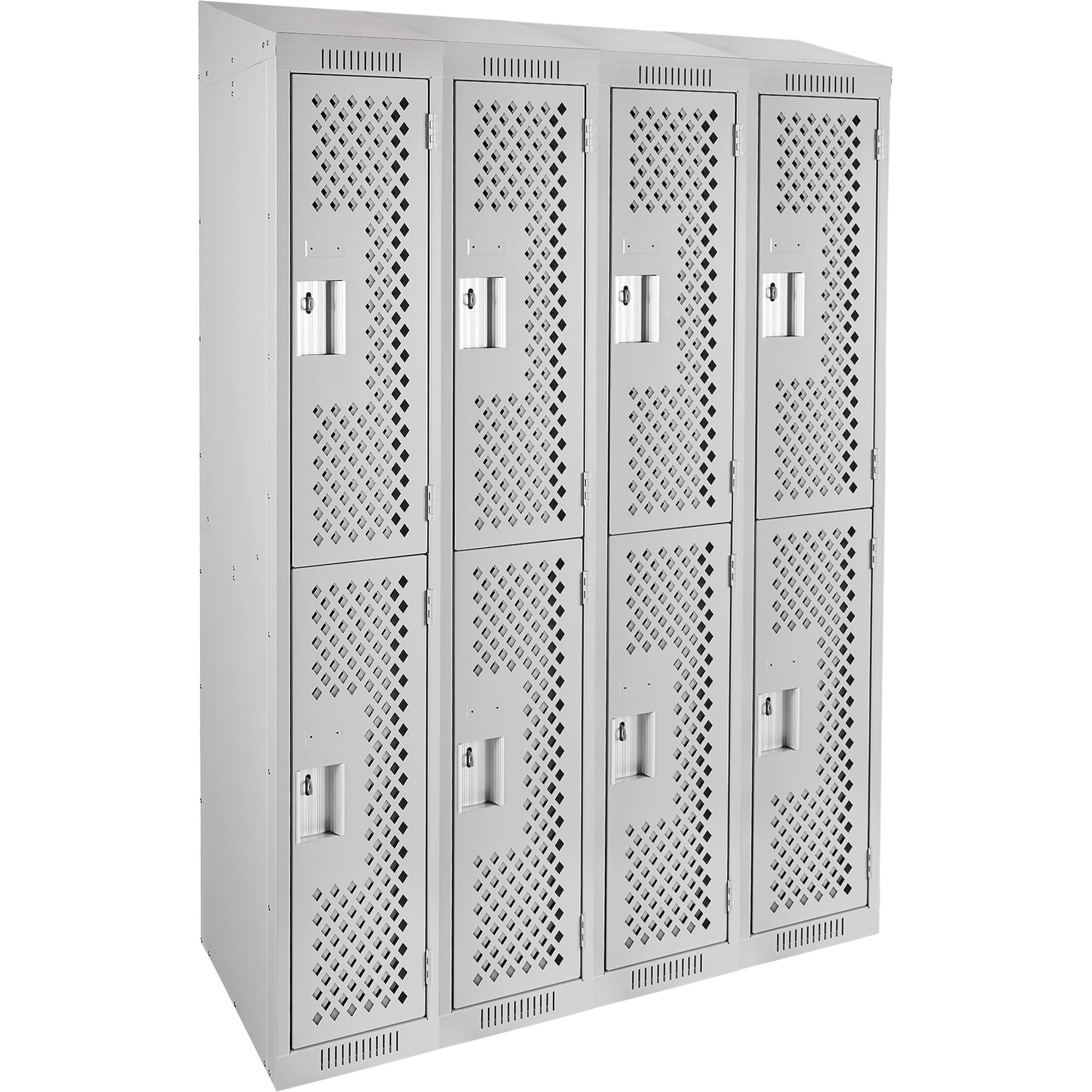 Casiers Clean LineMC, 2 niveaux, Bloc de 4, 48" x 12" x 78", Acier, Gris, Rivet (assemblé), Perforé