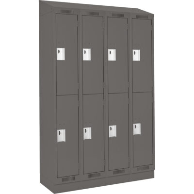 Casiers Clean LineMC, 2 niveaux, Bloc de 4, 48" x 12" x 82", Acier, Charbon, Rivet (assemblé)