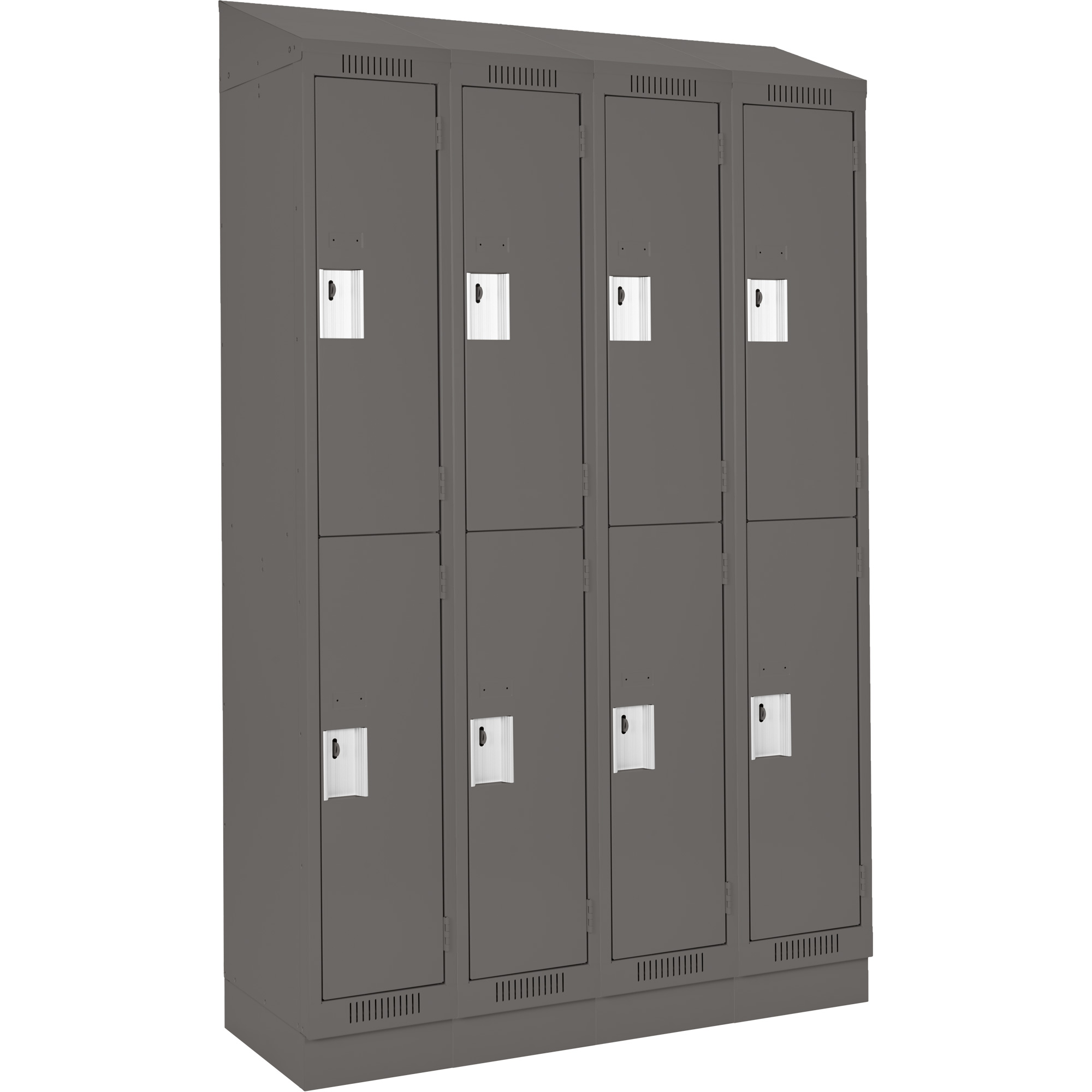 Casiers Clean LineMC, 2 niveaux, Bloc de 4, 48" x 12" x 82", Acier, Charbon, Rivet (assemblé)