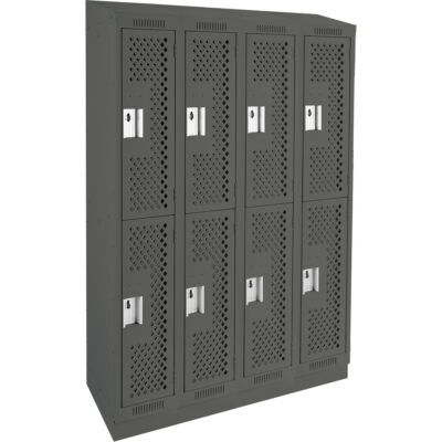 Casiers Clean LineMC, 2 niveaux, Bloc de 4, 48" x 18" x 82", Acier, Charbon, Rivet (assemblé), Perforé