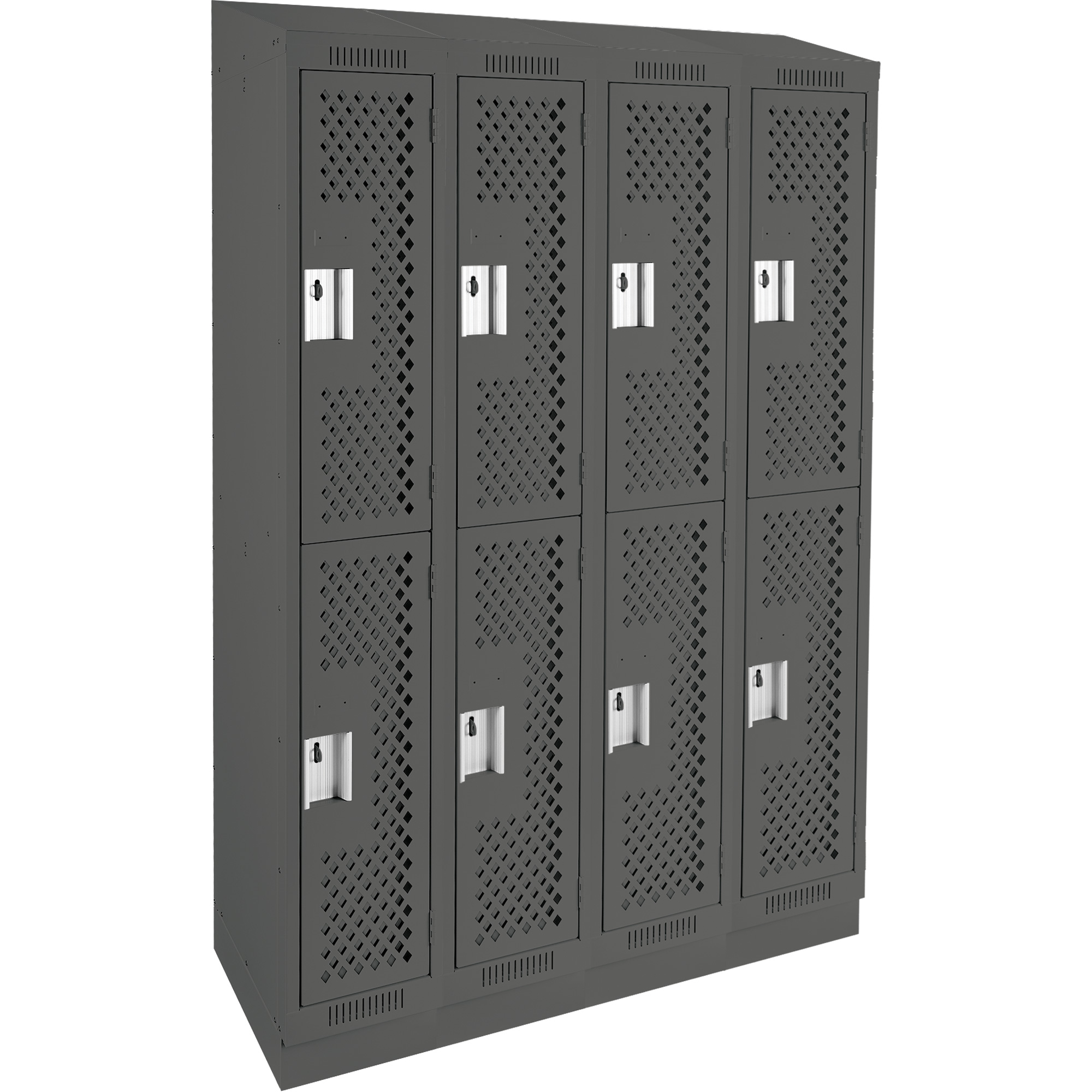 Casiers Clean LineMC, 2 niveaux, Bloc de 4, 48" x 18" x 82", Acier, Charbon, Rivet (assemblé), Perforé