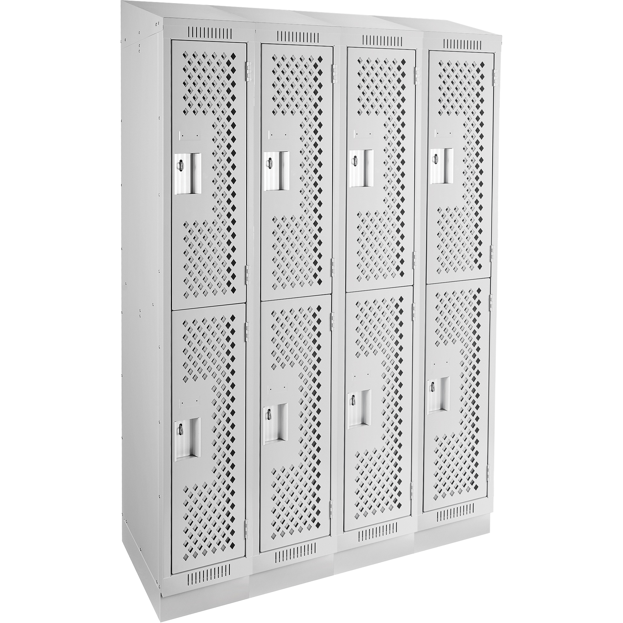Casiers Clean LineMC, 2 niveaux, Bloc de 4, 48" x 15" x 82", Acier, Gris, Rivet (assemblé), Perforé