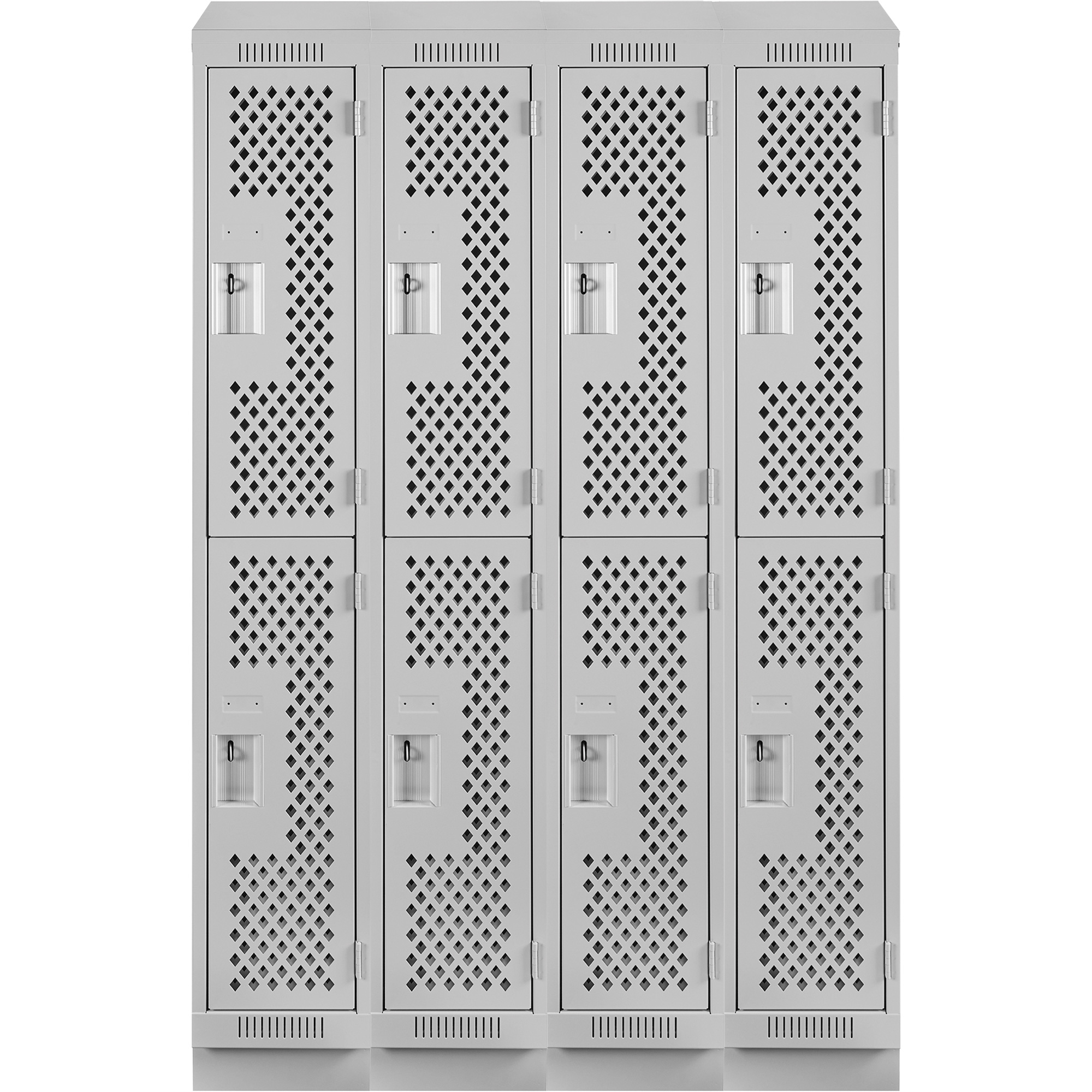 Casiers Clean LineMC, 2 niveaux, Bloc de 4, 48" x 18" x 82", Acier, Gris, Rivet (assemblé), Perforé – Image 2