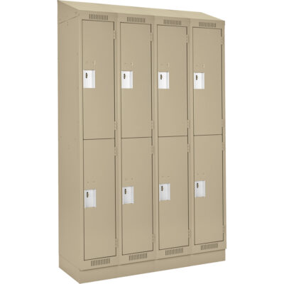 Casiers Clean LineMC, 2 niveaux, Bloc de 4, 48" x 12" x 82", Acier, Beige, Rivet (assemblé)