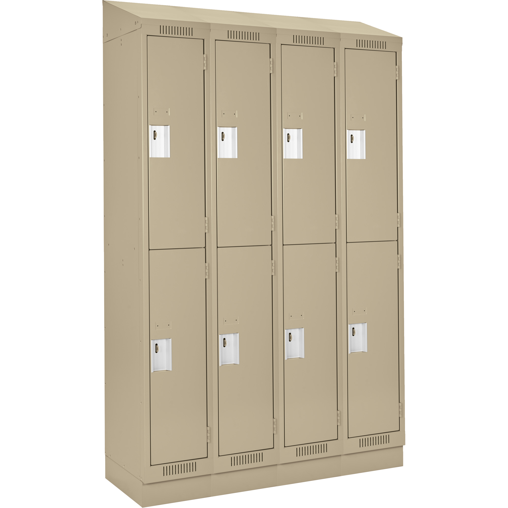 Casiers Clean LineMC, 2 niveaux, Bloc de 4, 48" x 12" x 82", Acier, Beige, Rivet (assemblé)