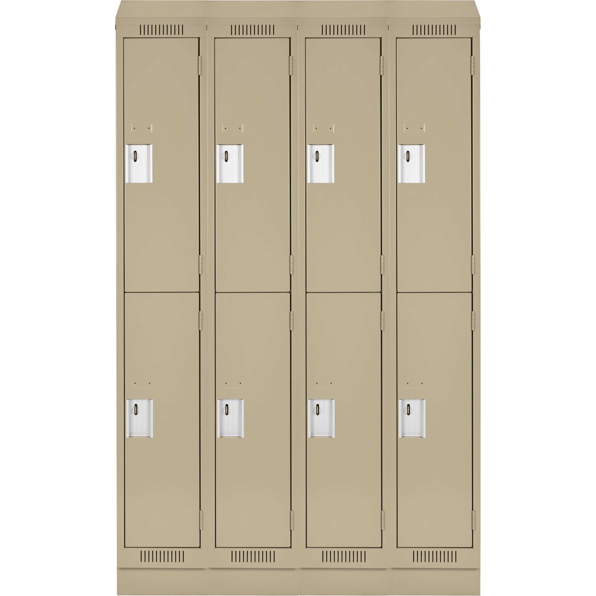 Casiers Clean LineMC, 2 niveaux, Bloc de 4, 48" x 12" x 82", Acier, Beige, Rivet (assemblé) – Image 2