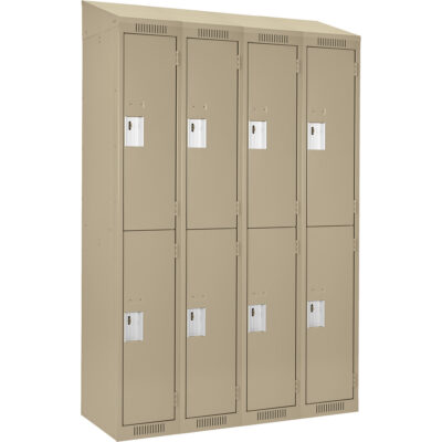 Casiers Clean LineMC, 2 niveaux, Bloc de 4, 48" x 12" x 78", Acier, Beige, Rivet (assemblé)