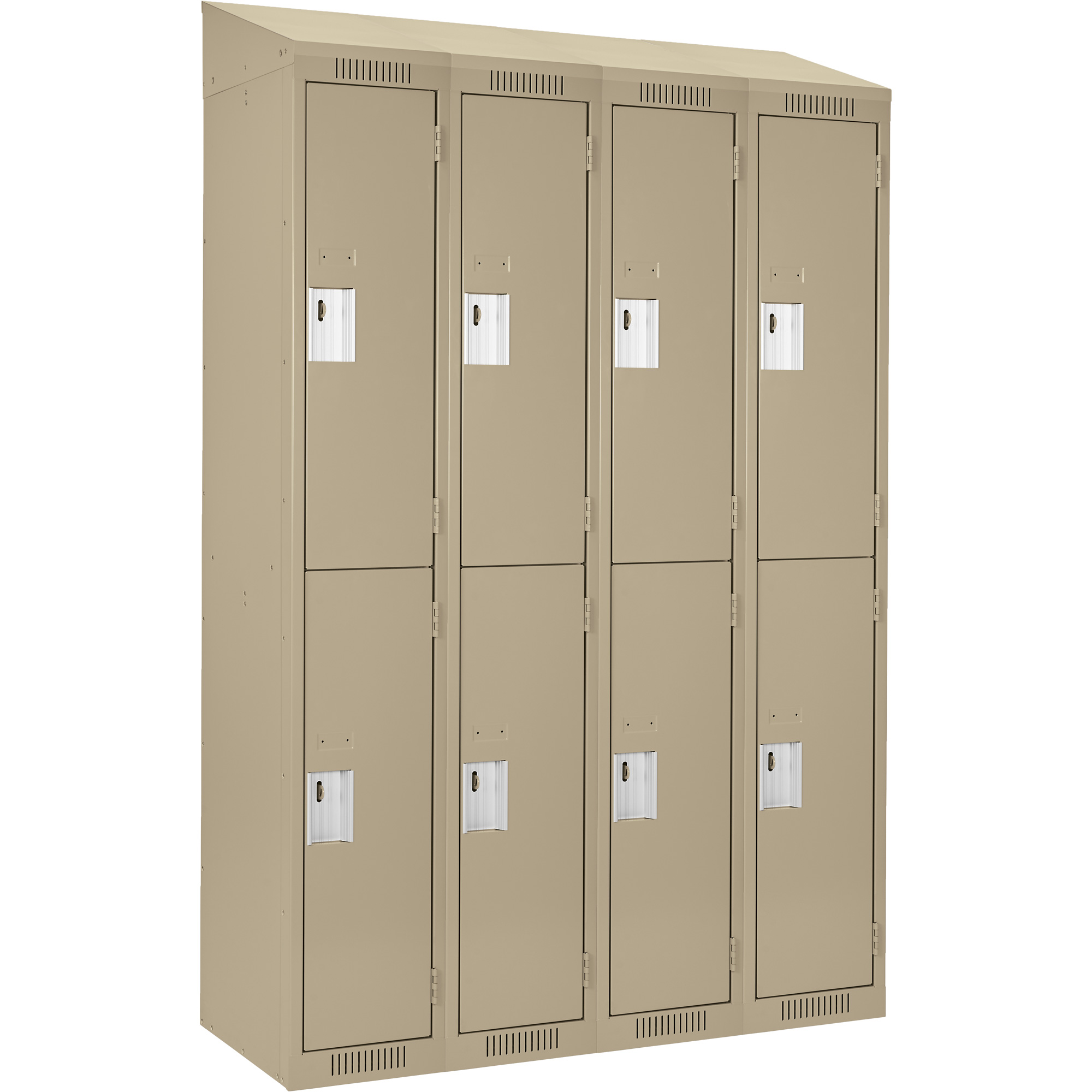 Casiers Clean LineMC, 2 niveaux, Bloc de 4, 48" x 12" x 78", Acier, Beige, Rivet (assemblé)