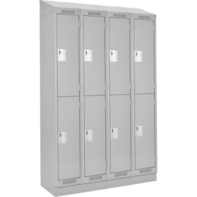 Casiers Clean LineMC, 2 niveaux, Bloc de 4, 48" x 12" x 82", Acier, Gris, Rivet (assemblé)