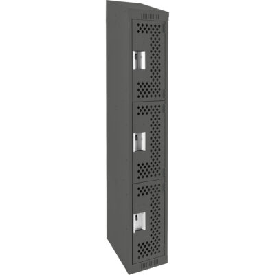 Casiers Clean LineMC, 3 niveaux, 12" x 12" x 78", Acier, Charbon, Rivet (assemblé), Perforé