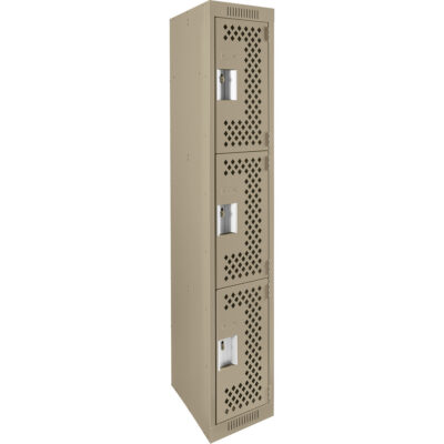 Casiers Clean LineMC, 3 niveaux, 12" x 15" x 72", Acier, Beige, Rivet (assemblé), Perforé