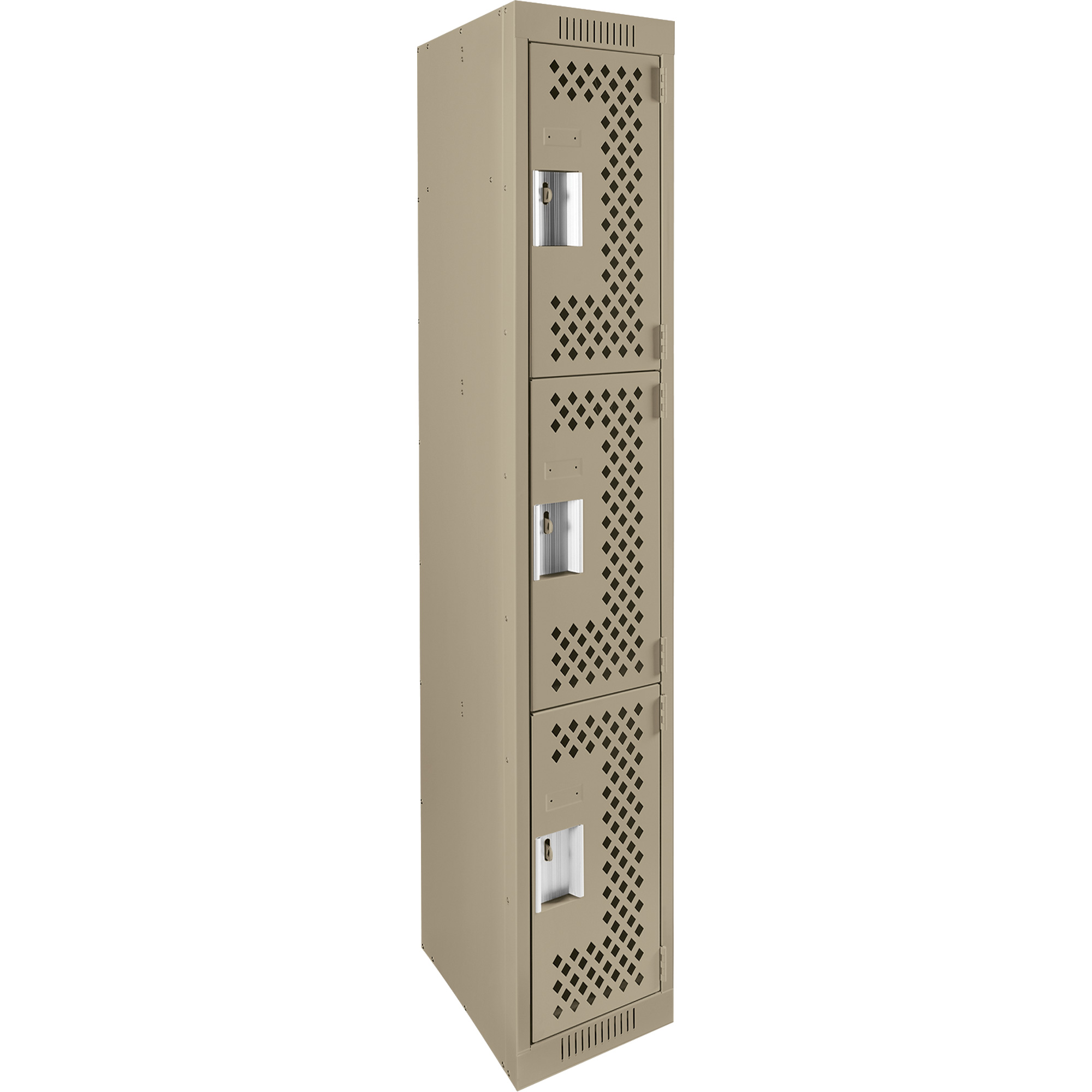Casiers Clean LineMC, 3 niveaux, 12" x 15" x 72", Acier, Beige, Rivet (assemblé), Perforé