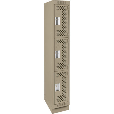 Casiers Clean LineMC, 3 niveaux, 12" x 15" x 76", Acier, Beige, Rivet (assemblé), Perforé