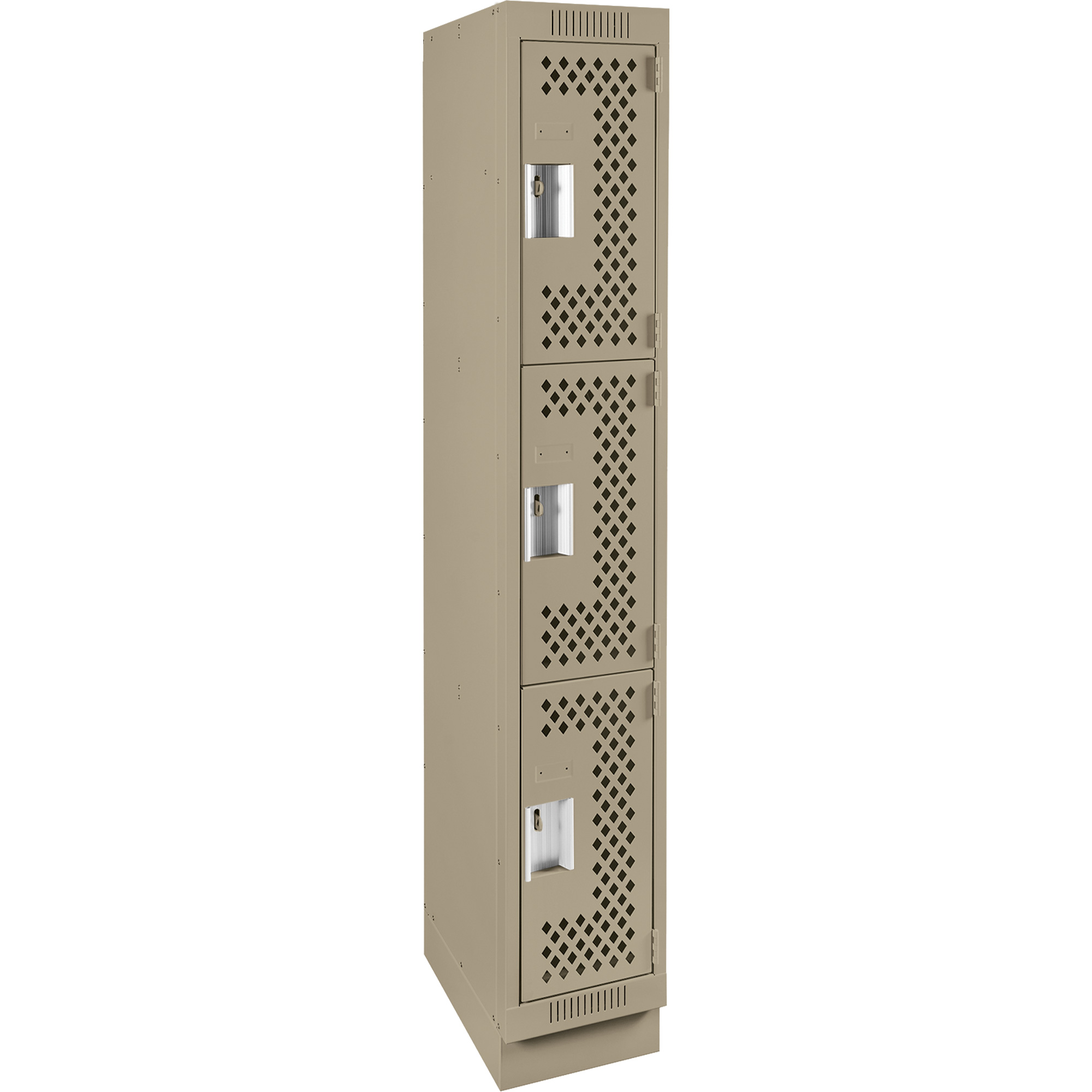 Casiers Clean LineMC, 3 niveaux, 12" x 15" x 76", Acier, Beige, Rivet (assemblé), Perforé