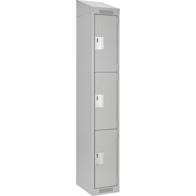 Casiers Clean LineMC, 3 niveaux, 12" x 15" x 78", Acier, Gris, Rivet (assemblé)
